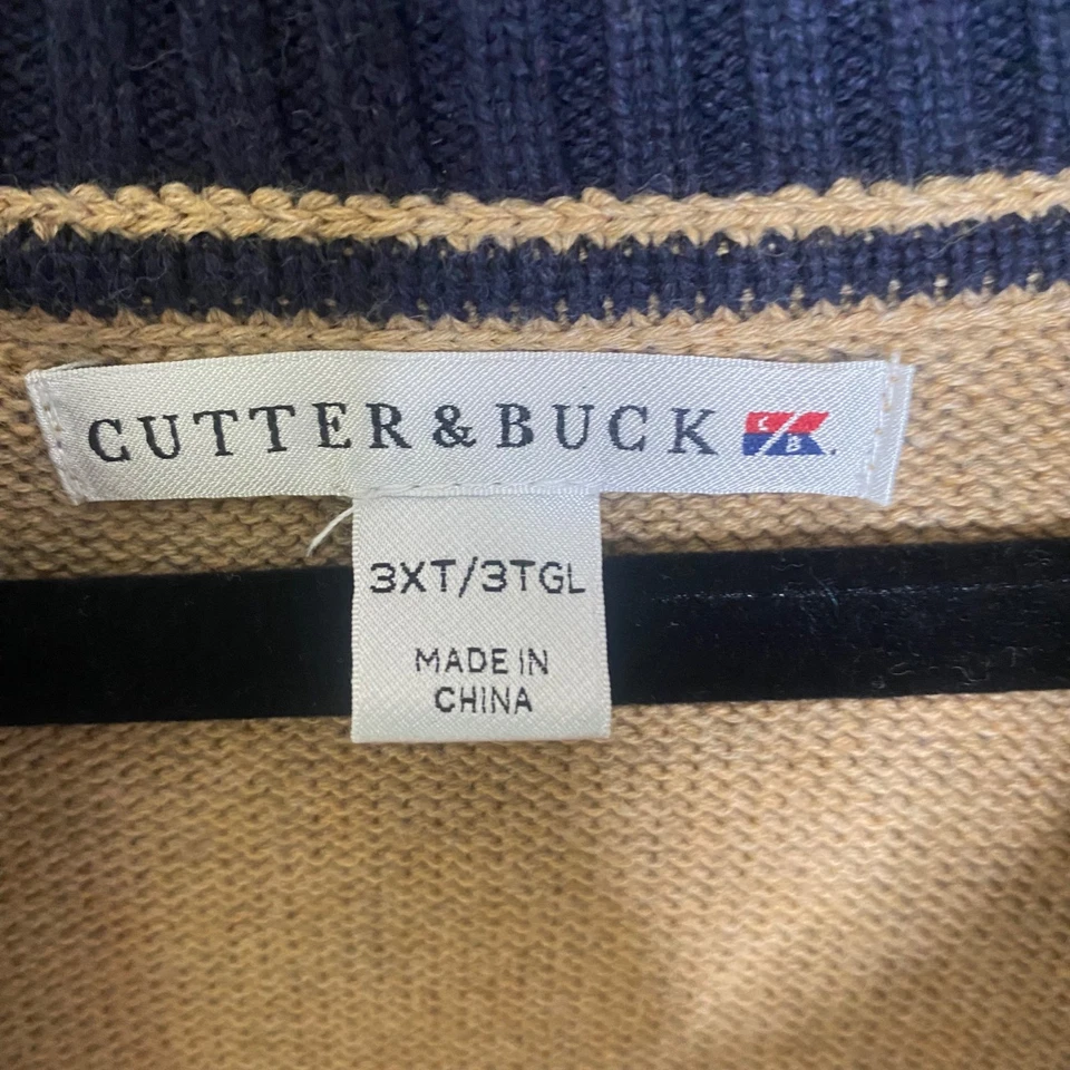 Cutter & Buck Argyle Sweater Mens 3XT Brown Cotton Preppy Old Money Academia - Image 2 of 4