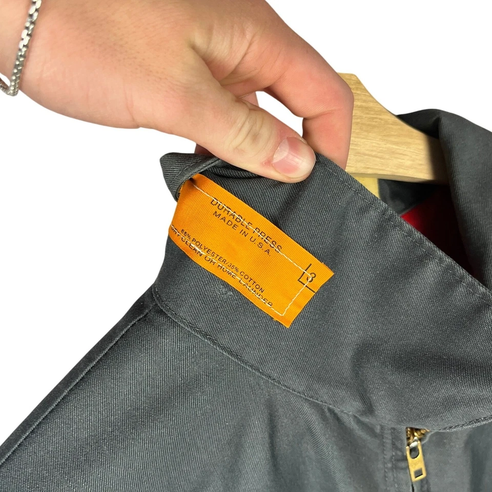 Chaqueta de Trabajo COG Años 80 De Colección Para Hombres L Gris Rojo Forrada Garra Cremallera Ropa de Trabajo Hecha en EE. UU. Foto 3 de 4