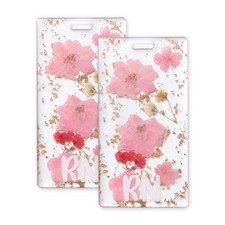 2Pcs, RN Buddy Badge Card Holder Resin Flower RN Name Badge ID Card Holder Pink