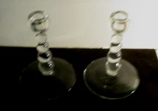 IMPERIAL  CANDLEWICK GLASS PR  TALL 6 1/2" SINGLE CANDLE STICKS PERFECT