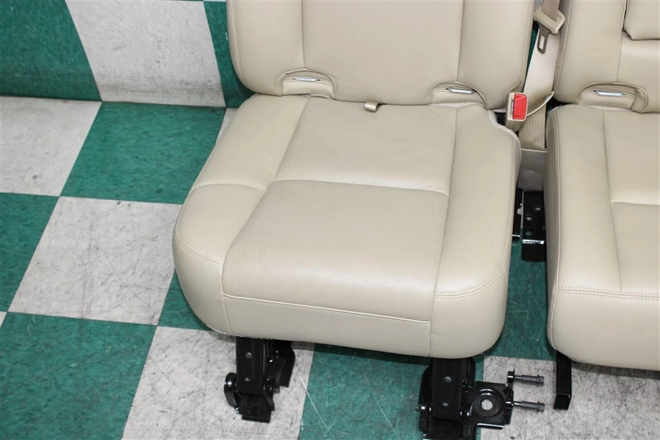 *WEAR* 11' AVALANCHE Beige Leather Heat Cool Power Buckets Backseat Seats Set - Image 3 of 4