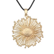 Jeniiahua Chunky Boho Necklace Trendy Womens Leather Long Gold Dandelion