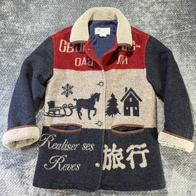 Gallery 90%Wool Blend Sherpa Collar Winter Jacket  Medium Multi-Color