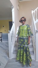 African woman Long Dye Mermaid Dashiki Gown Size12,14