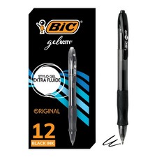 BIC Gelocity Original Black Gel Pens, Medium Point (0.7mm), 12-Count Pack