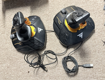 Thrustmaster Lot of 2 Wired USB PC Joysticks Black/Yellow Ergonomic