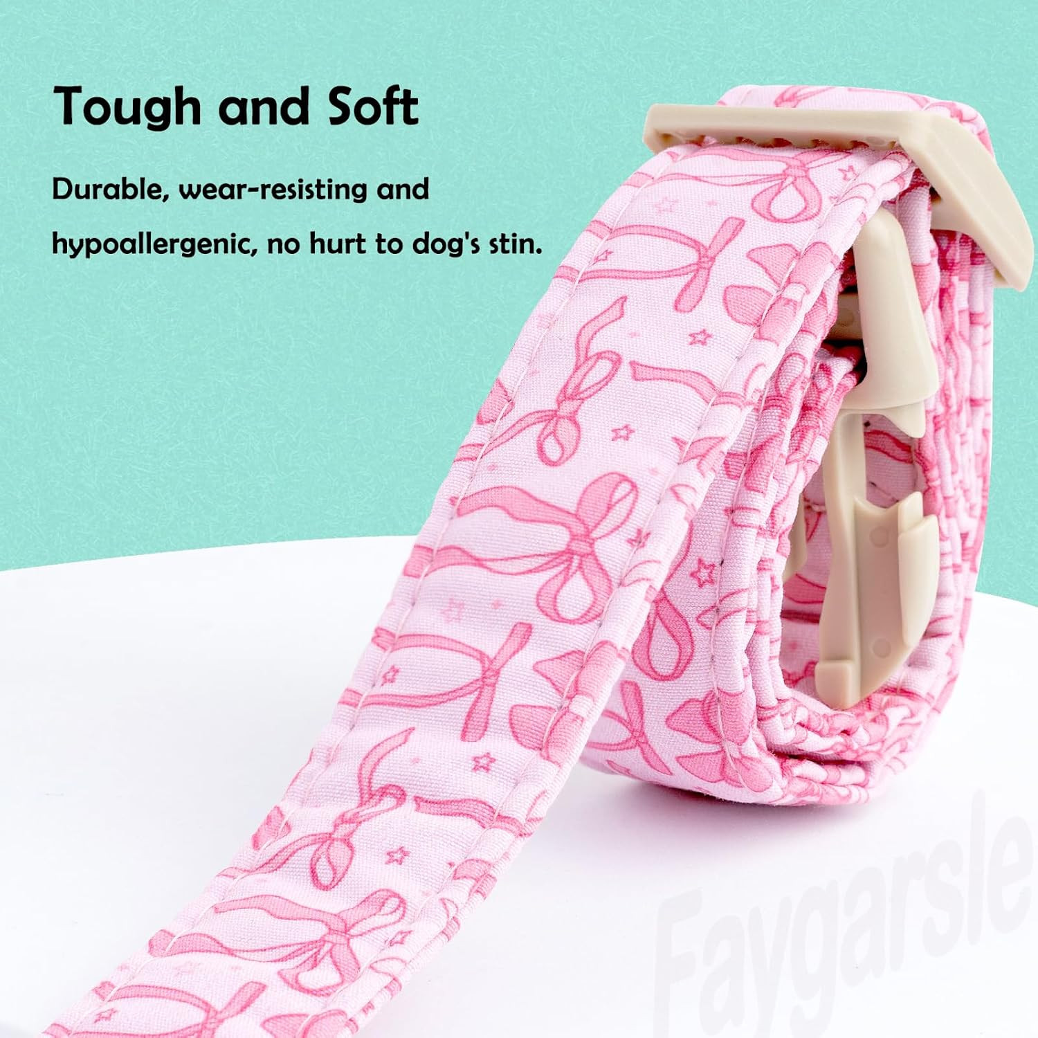 Cute Pink Bow Pattern Dog Collar for Summer Spring Designsmall Medium Large Dogs