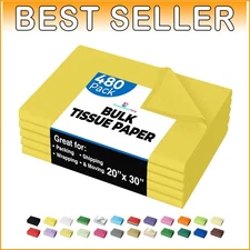 Recycled Acid-Free Yellow Packing Paper - 20" x 30" Sheets for Gifts & Shipping