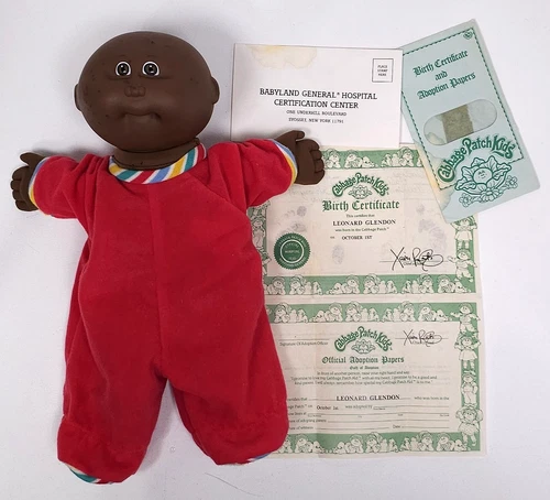 Vintage 1985 Cabbage Patch Boy Doll Black Preemie African American WITH Papers