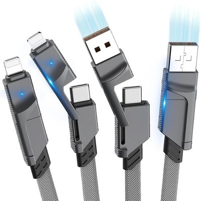 2Pack 6FT 60W 4-in-1 USB C Cable, Multi Fast Charging Cord [USB A/C to USB C/Lig