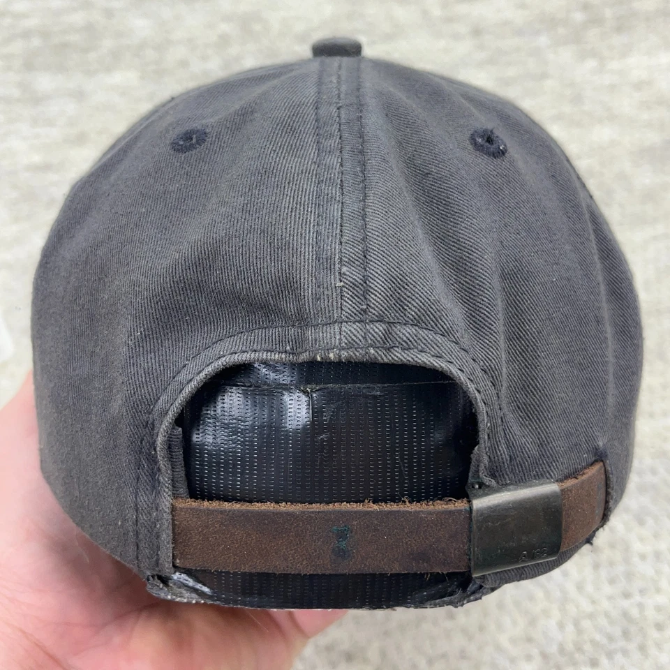 De colección Y2K Abercrombie & Fitch Sombrero Correa de Cuero Trasera Gris Azul Cruz 92 Papá Foto 3 de 4