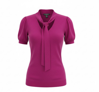 Banana Republic Juniors Top Purple Size Small Puff Short Sleeve Blouse Attached