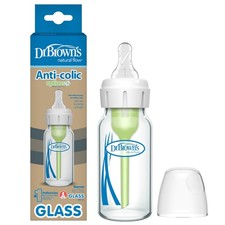 Dr. Brown's Anti-Colic Options Narrow Glass Baby Bottle with Level 1 Slow Flow