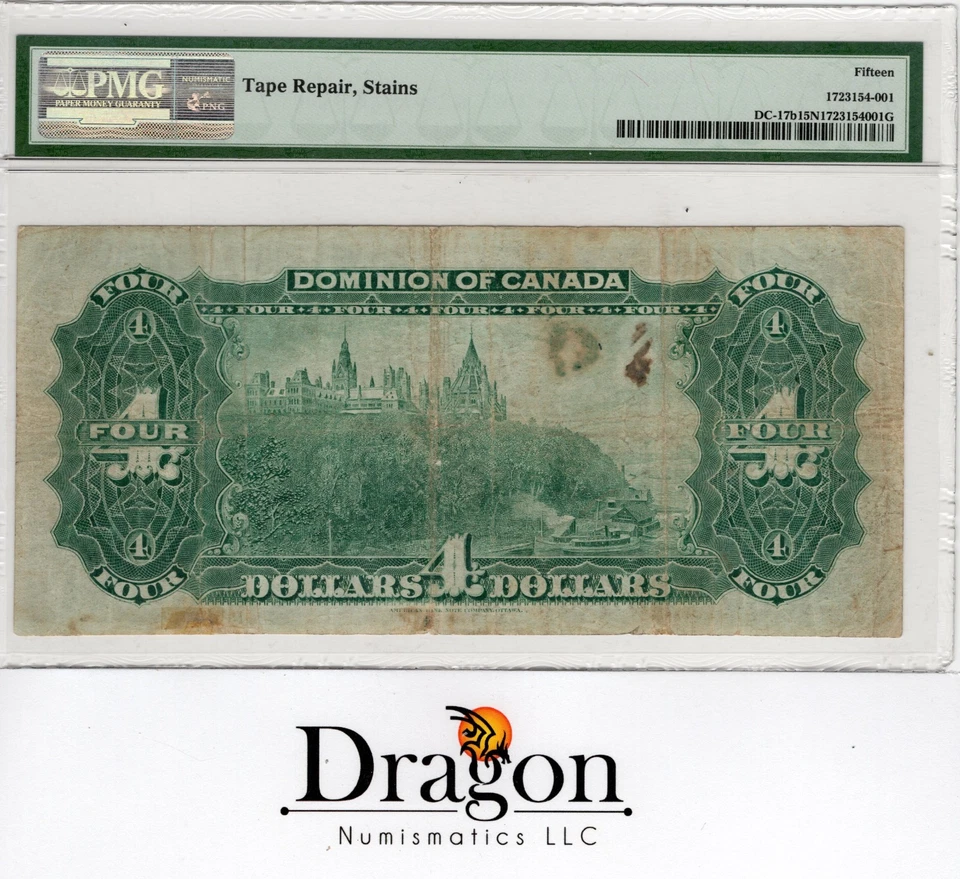 Dominion of Canada $4 Dollar 1902 DC-17b NET Choice Fine 15 NET PMG - Image 2 of 2