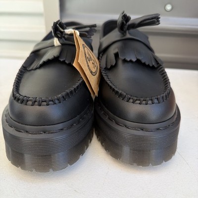 New Dr. Martens Adrian Quad Leather Platform Loafers Black Size 7