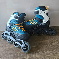 Oxelo Adjustable Inline Skates EU 38/41 Blue/Black/White Yellow Laces