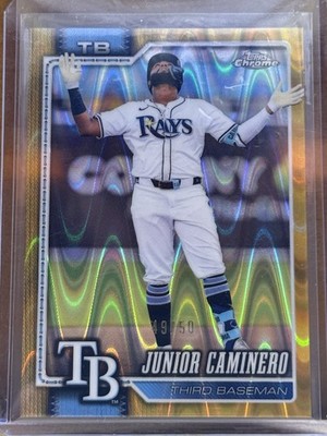 2026 Topps Chrome Junior Caminero /50 Gold Raywave Refractor