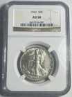 1942 WALKING LIBERTY SILVER HALF DOLLAR GRADED NGC AU58