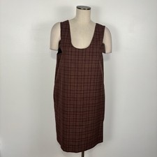 VTG 90s Harve Benard Womens SZ 10 Wool Plaid Jumper Dress Pocket Pullover Lined
