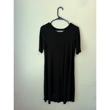 Cupio Womens Black Short Sleeve Scoop Neck High Low Jersey Knit T-Shirt Dress S
