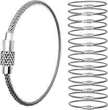 15 Pack 6 Inch Stainless Steel Wire Keychain Cables with Plastic Sleeve, Heavy D
