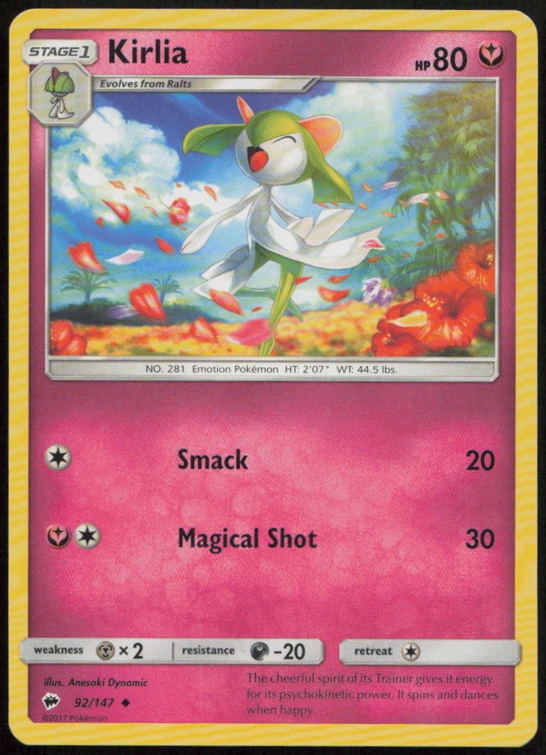 Kirlia 92/147 NM Burning Shadows Uncommon Pokemon