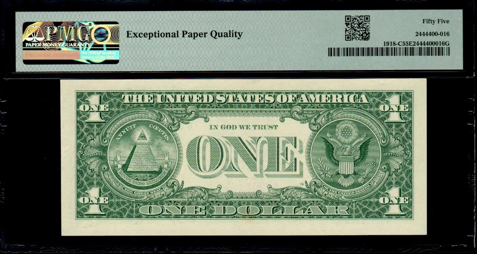 1993 $1 PHILADELPHIA STAR NOTE PMG 55 EPQ 640K Run (20K Print Group) Fr 1918-C* - Image 2 of 4
