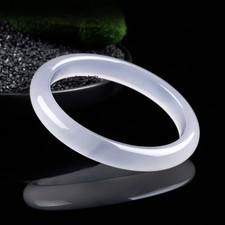 Real Natural Ice Chalcedony Agate Moonlight Translucent Bracelet Bangle
