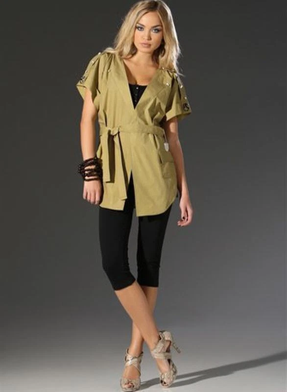NEU LÄSSIGE BLUSEN-JACKE im SAFARI KIMONO STYLE 32/34 GOLD CUT 80€ khaki *676249 - Bild 2 von 2