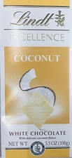 NEW Lindt Excellence COCONUT WHITE Chocolate Bar 3.5 oz - 1 Bar - FREE SHIPPING