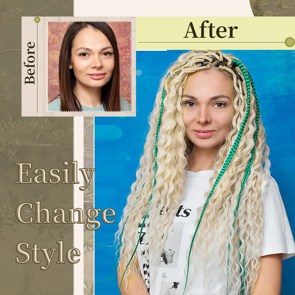 Boho Chic Dreadlocks Extensions Doppelendige lockige gemischte Stil Haarteil 22" - Bild 4 von 4