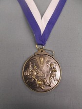 cross country track medal 2 " dia track blue/white neck ribbon
