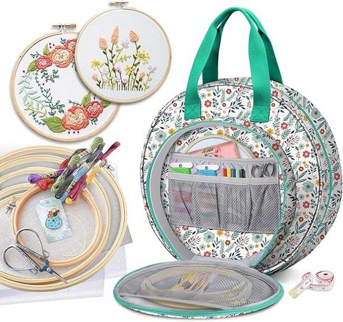 Embroidery Project Bag Embroidery Supplies Storage Carrying Tote Case Pockets - Picture 8 of 9