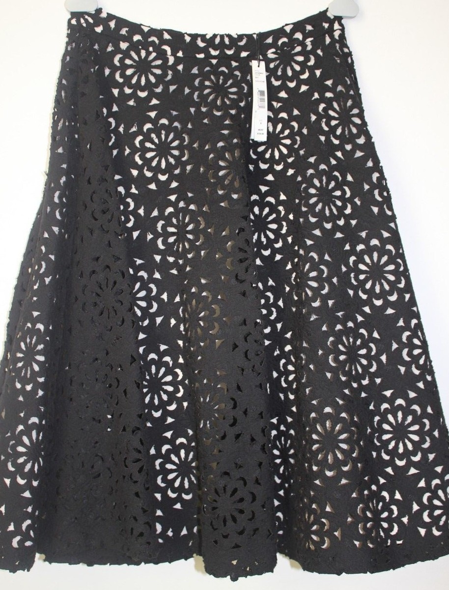 Alice + Olivia Viviana laser cut Black A-line Midi Skirt Size 8 | eBay
