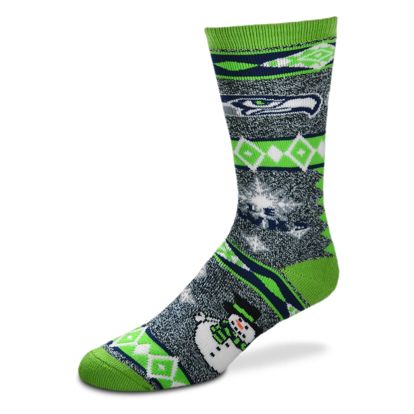 FBF football Licensed Seattle Seahawks Christmas Motif Socks - Medium