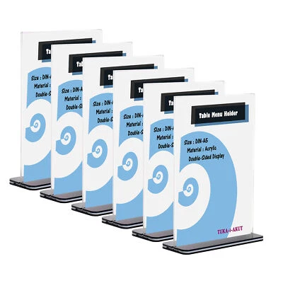 6er Tischständer A5 Hoch, Sockelboden Acryl Flyer Aufsteller T-Ständer TKD8205
