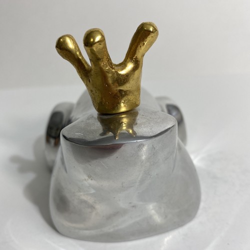 Coin Bank Silver Color Frog With Gold Crown By Lunares 4” x 3” x 2” Metal - Picture 2 of 7