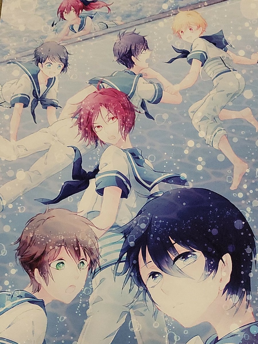 Free! Iwatobi Swim Club Fan Art Flyer Haruka Makoto Rin Sosuke Rei Nagisa  Anime