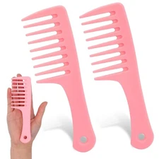 Mini Wide Tooth Comb,2 Pcs Small Combs Portable Detangling Comb Plastic Curl 
