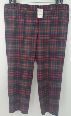 J.Crew Womens Crop Red Plaid Pants 