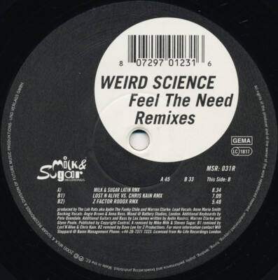 Weird Science Feel The Need Remixes 12'' Vinyl Schallplatte 229070