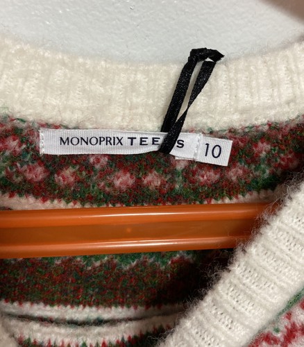 MONOPRIX TEENS Holiday Sweater Size 10 NEW NWT 129/140cm Green Red Christmas - Picture 5 of 7