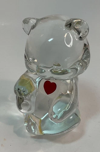 Vintage Fenton Teddy Bear Art Glass July Birthday  Figurine Ruby Heart