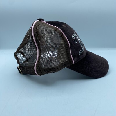 Juicy Couture Trucker Hat Brown Rhinestone Velvet Mesh Y2K  display picture 2