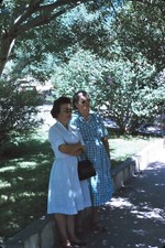 1963 Two Women Standing Retro Dresses Glasses 60s Vintage 35mm Slide