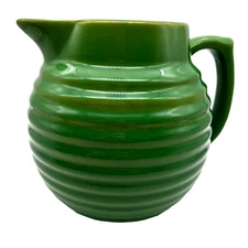 OVER AND BACK Yellow Wear Early Green Bee Hive Water Pitcher Yellow Ware USA