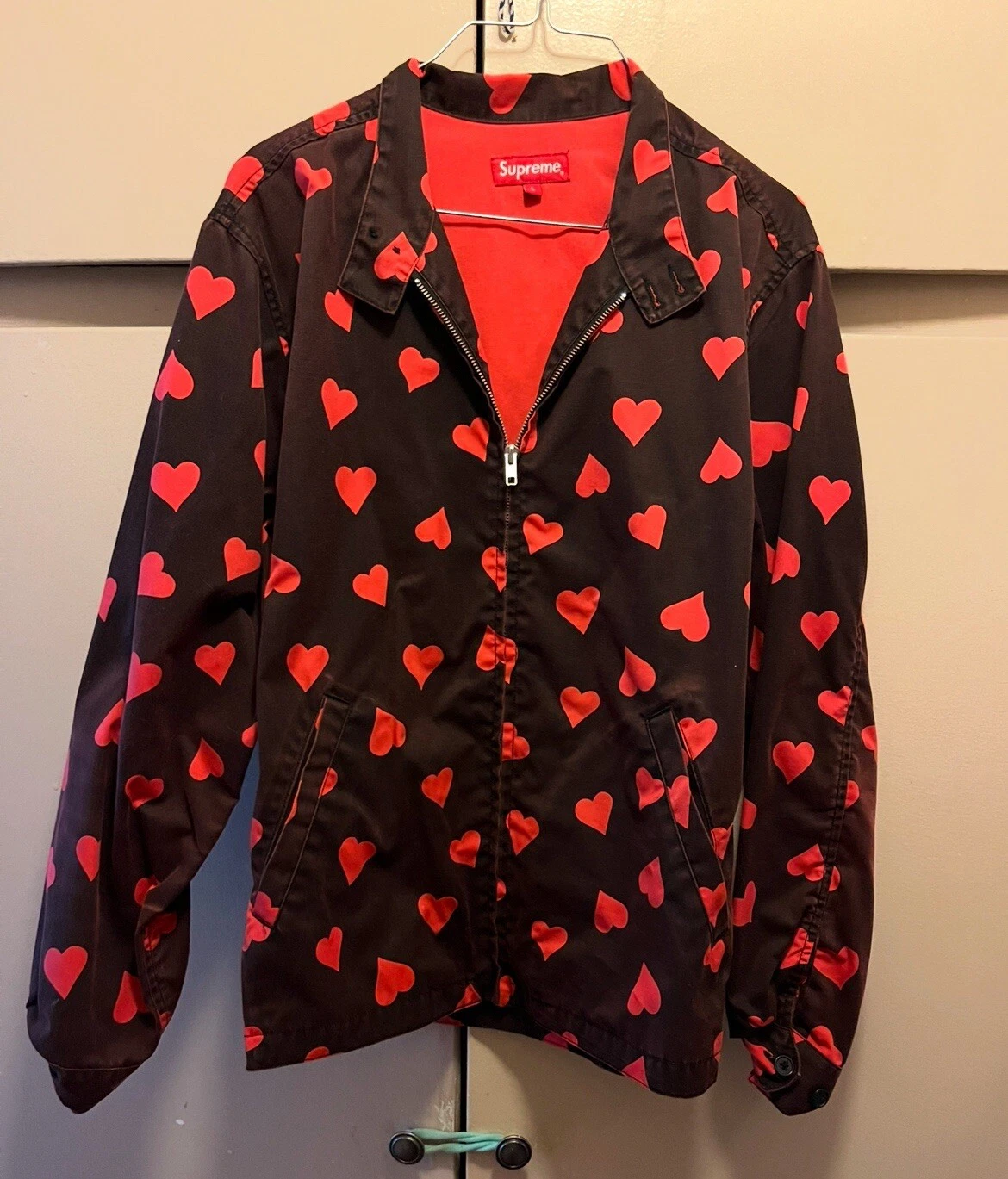 Veste Supreme SS 17 Hearts Harrington coeur noir rouge 2017 (occasion/occasion) Lrg