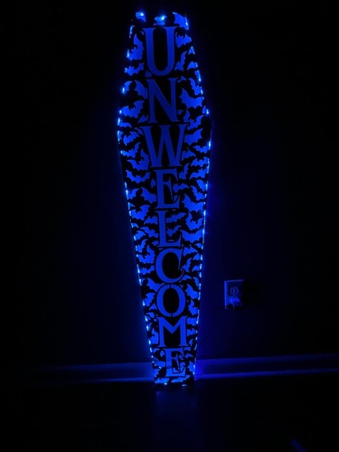 Unwelcome sign, Coffin shape, 42" tall, Halloween decoration, durable steel - Picture 7 of 9