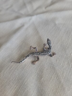 Vinatge Sterling Silver Marcasite Lizard Brooch/ Pin Circa 1950s-60s  Estate