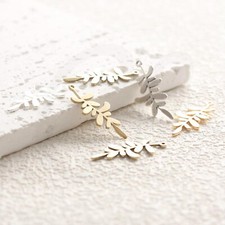 Premium Plated Laser Cut Solid Raw Brass Charm - Leaf 26.4x11.5mm 4903C-2 